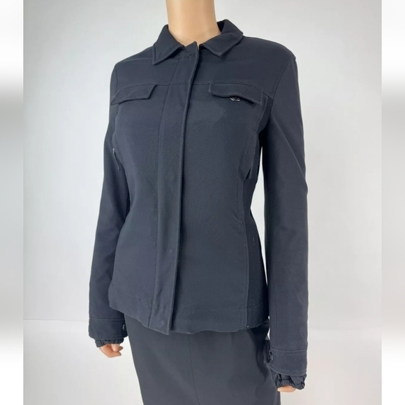 Prada Black Nylon Button Up/Zipper Utility Jacket Shacket Fur Lined Size 6 - Picture 1 of 10